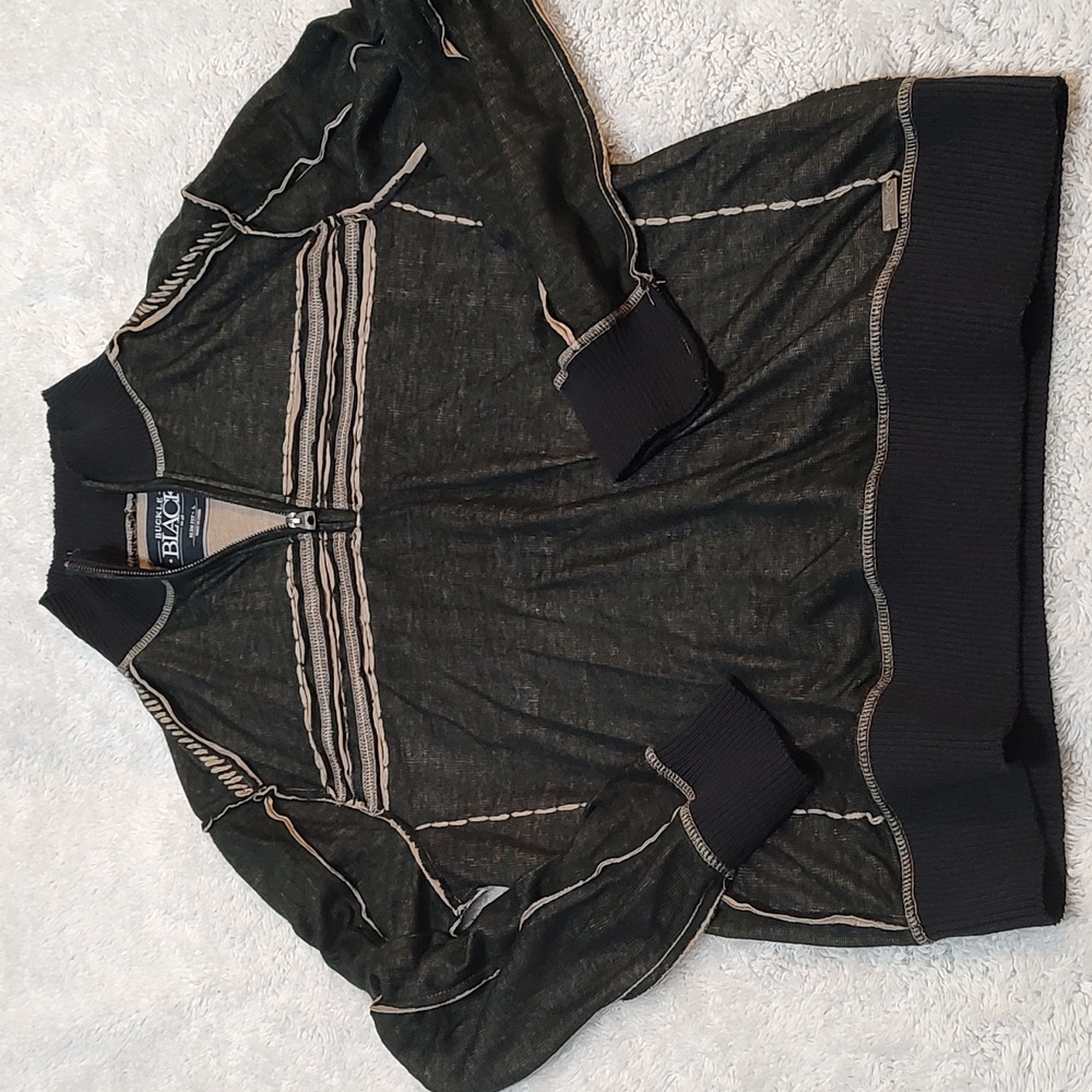 Men's L Sweater Slim Fit Buckle Black, Brown & Tan